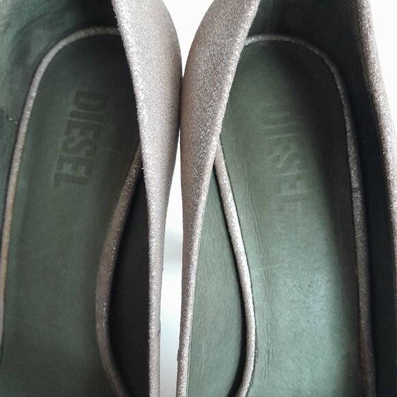 Diesel Women’s 'Melrose' Ashly Platform Leather Heels Brown/Silver Size 7 - Picture 10 of 14